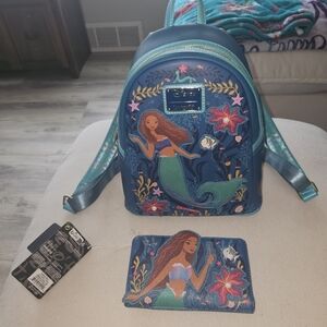 Loungefly Little Mermaid Backpack & wallet
